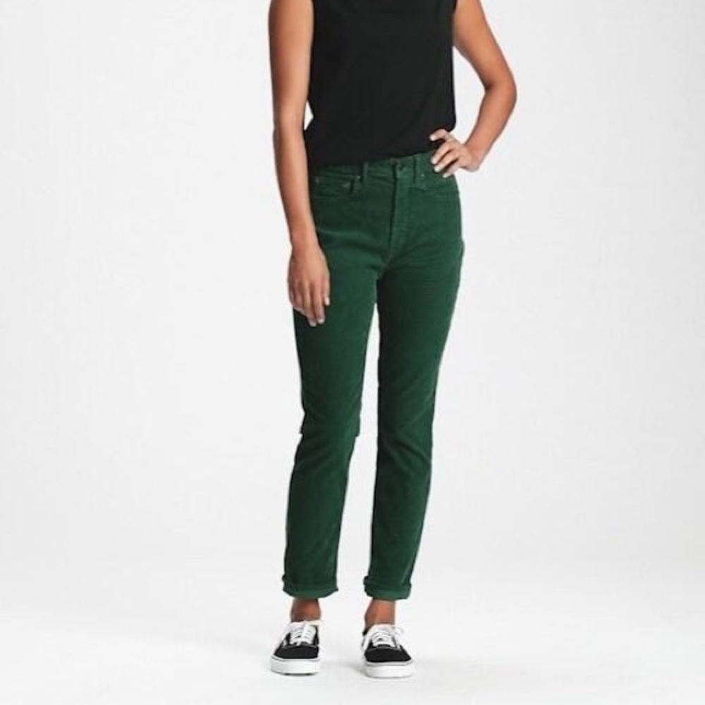 Gap Forest Green High Rise Cigarette Cords with Smoothing Pockets | Size 28 Tall